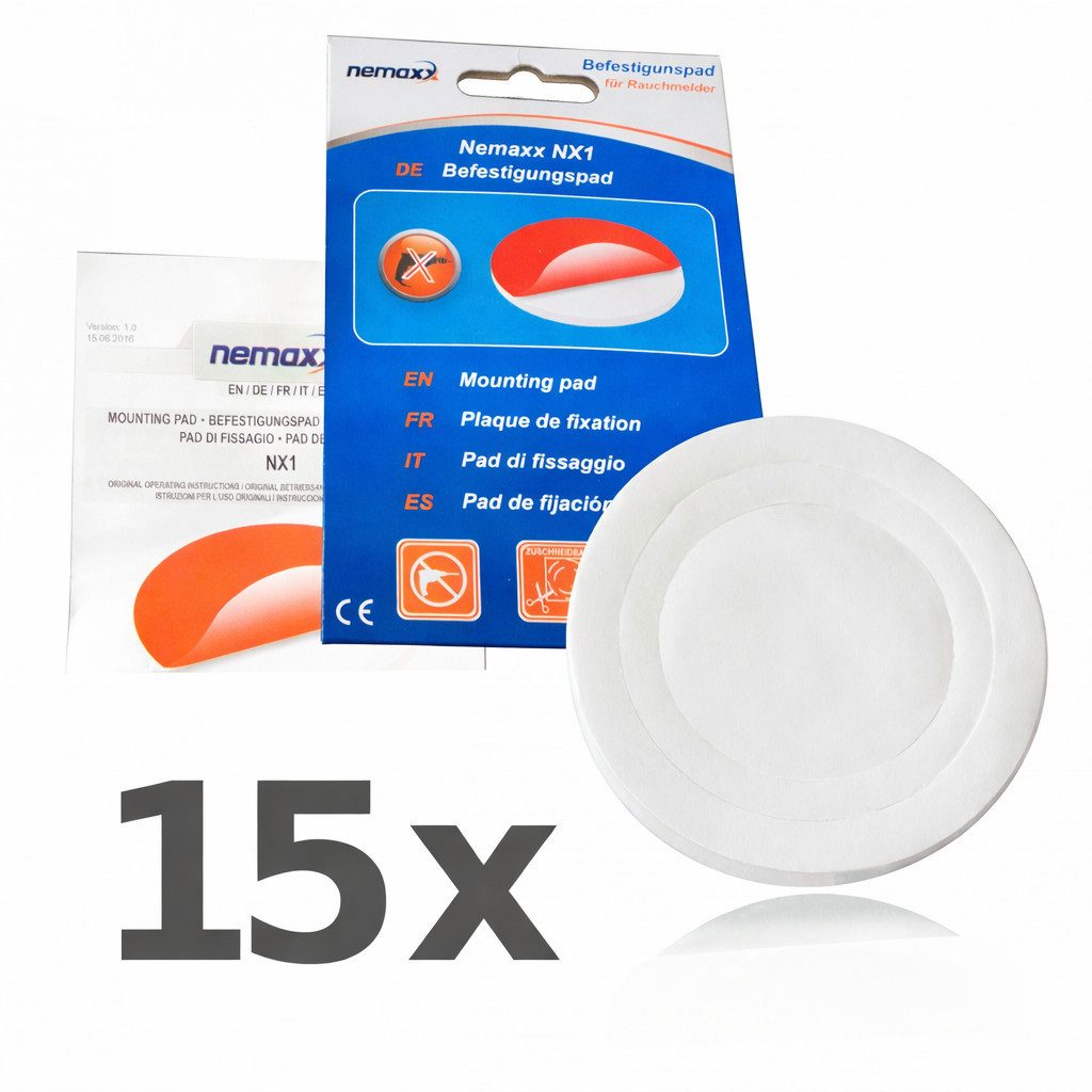 NEMAXX Rauchmelder Befestigungspad Ø 80 mm Original Rauchmelder (Montage ohne Bohren – Decke/Wand – kein Bohrloch nötig)