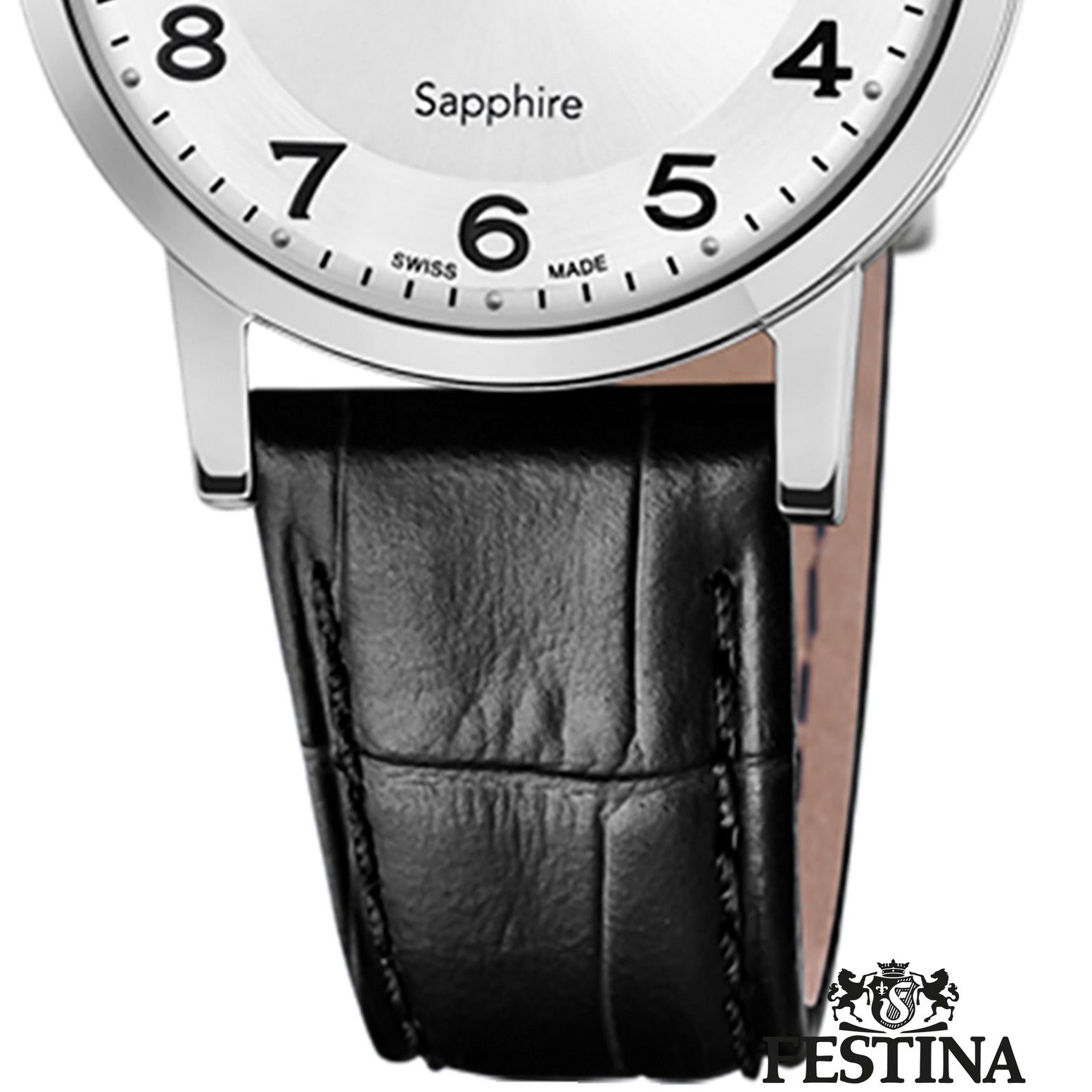Festina Quarzuhr Festina Damenuhr Leder schwarz Festina, (Analoguhr), Damen Armbanduhr rund, Lederarmband schwarz, Elegant