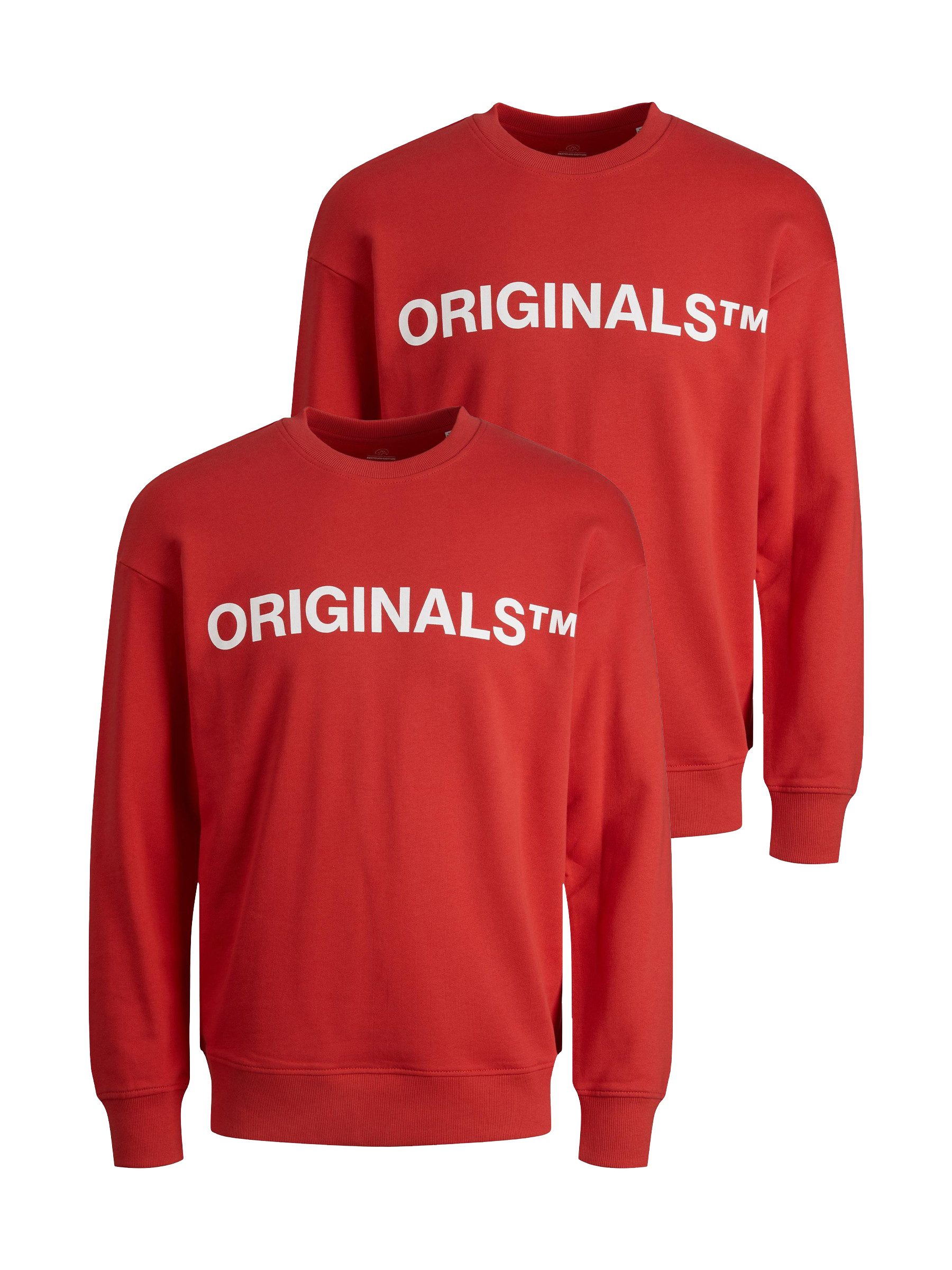 Jack & Jones Sweatshirt 2er-SET Rundhals mit ORIGINALS Print (2-tlg) JORCLEAN SWEAT CREW NECK SN