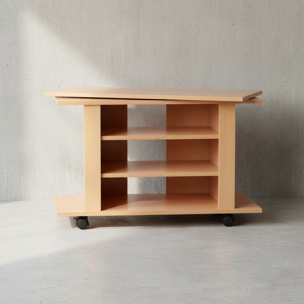 KADIMA DESIGN Beistelltisch TV HiFi Bank, Flexibles Buchenholz-Design für Ihr Wohnzimmer, Drehbar