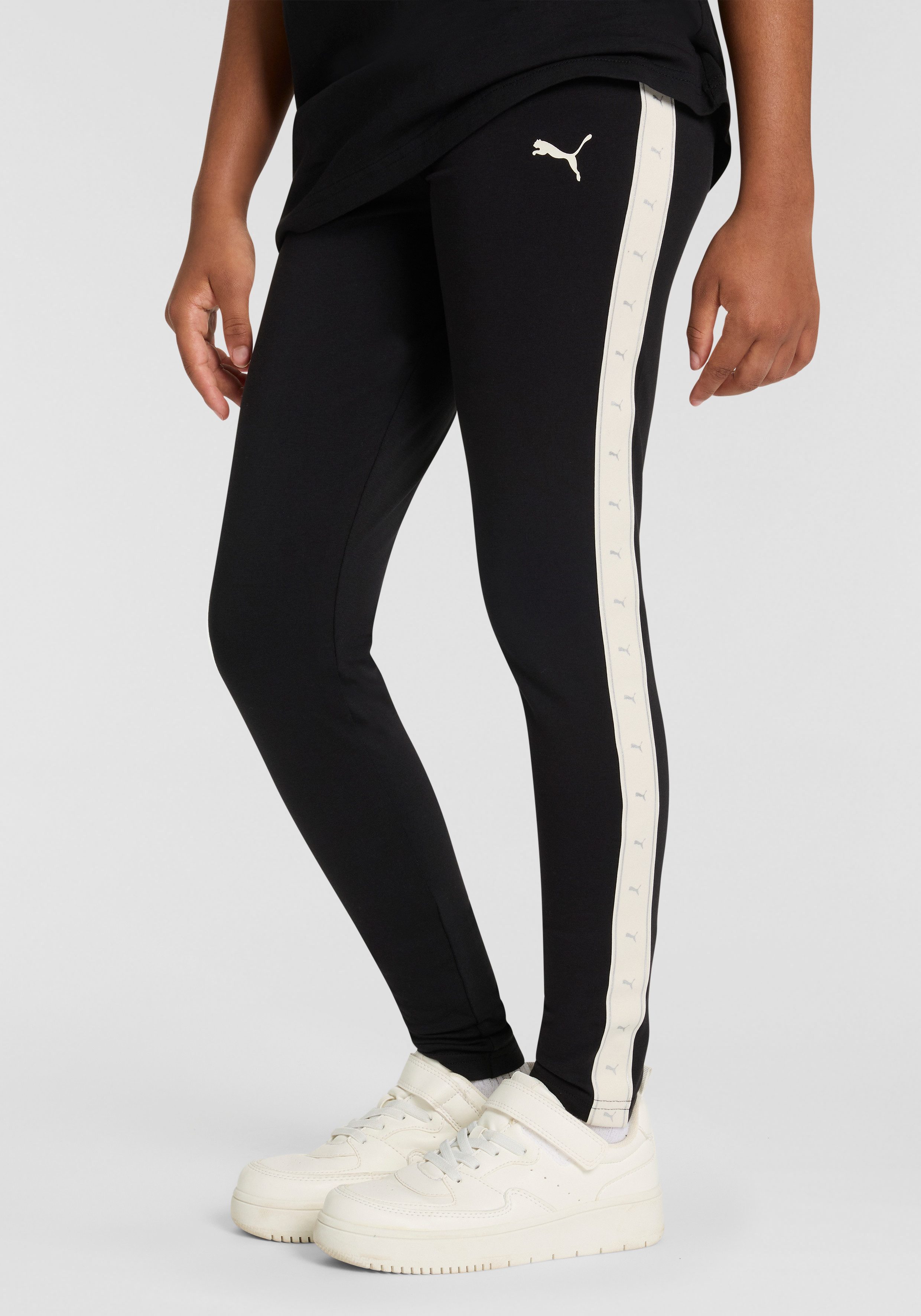 PUMA Leggings ESS TAPE LEGGINGS G aus Baumwollmischung, schmale Passform, sportlicher Stil