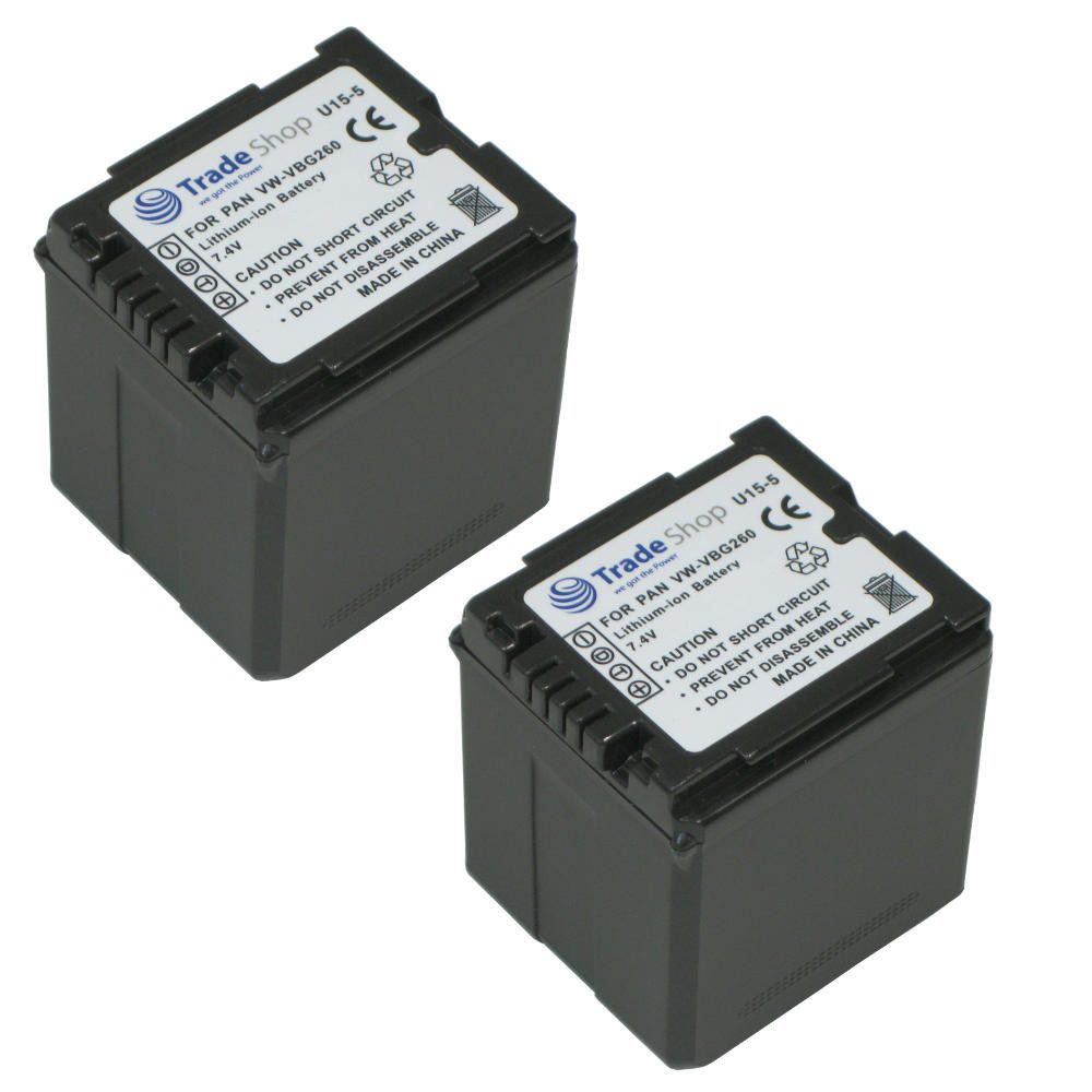 Trade-Shop 2x Akku passend für Panasonic HS-200 HS-300 HS-700 HS-3000 Kamera-Akku Li-Ion 2800 mAh (7,4 V)