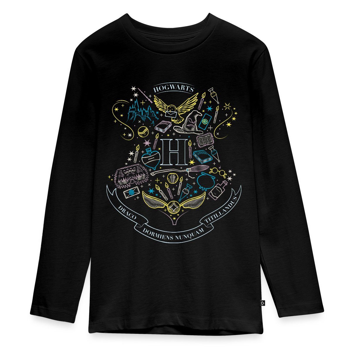 Spreadshirt T-Shirt Harry Potter Hogwarts Elemente Teenager Premium Langarmshirt (1-tlg)
