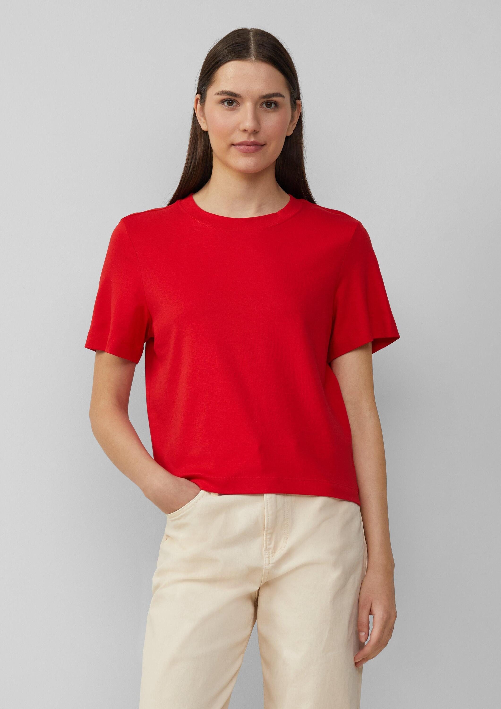 s.Oliver Kurzarmshirt T-Shirt Verkürztes T-Shirt aus Interlockjersey günstig online kaufen