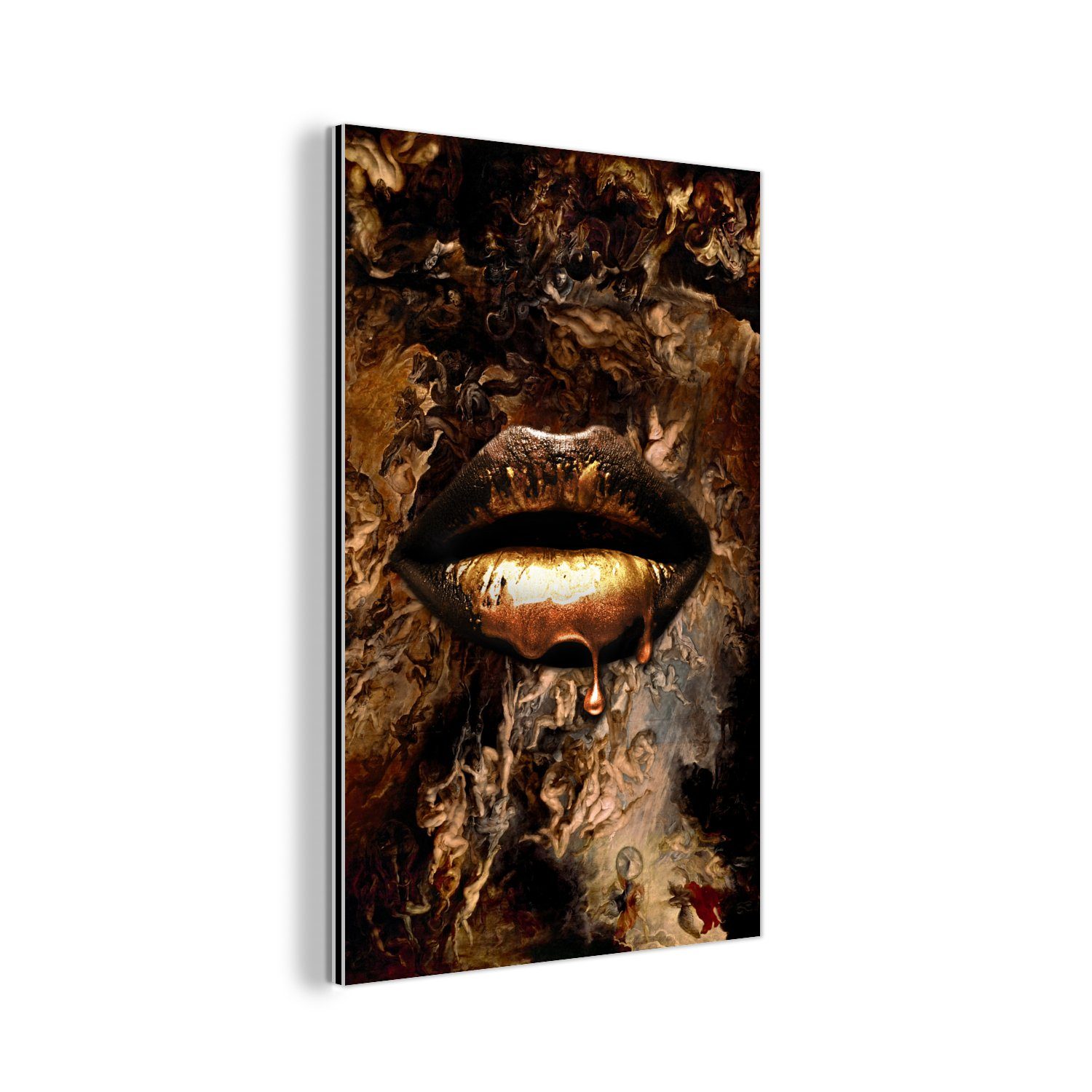 MuchoWow Metallbild Gold - Lippen - günstig online kaufen