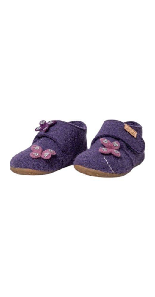 Living Kitzbühel Klettschuh Sissi Schmetterling (Wolle) Unifarben purple magic Hausschuh
