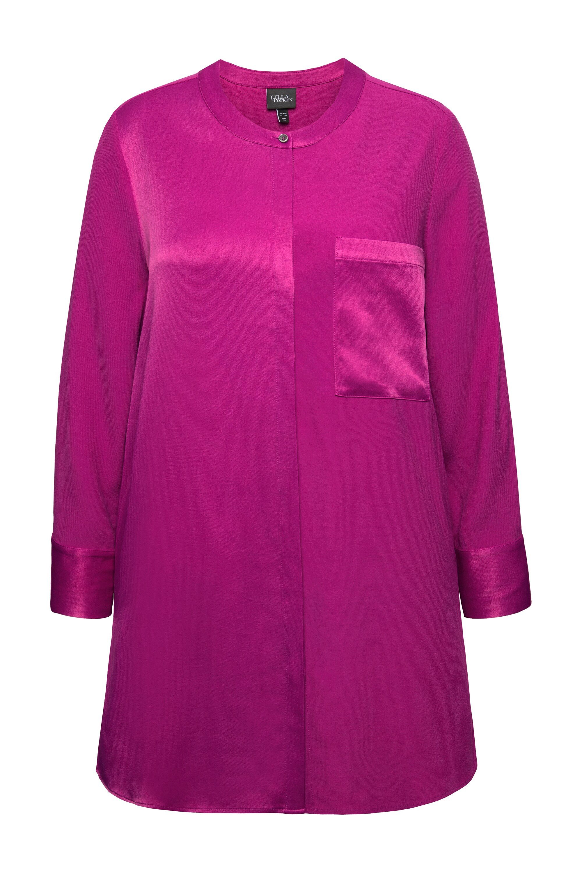 Ulla Popken Tunika Satintunika Patchlook Stehkragen günstig online kaufen