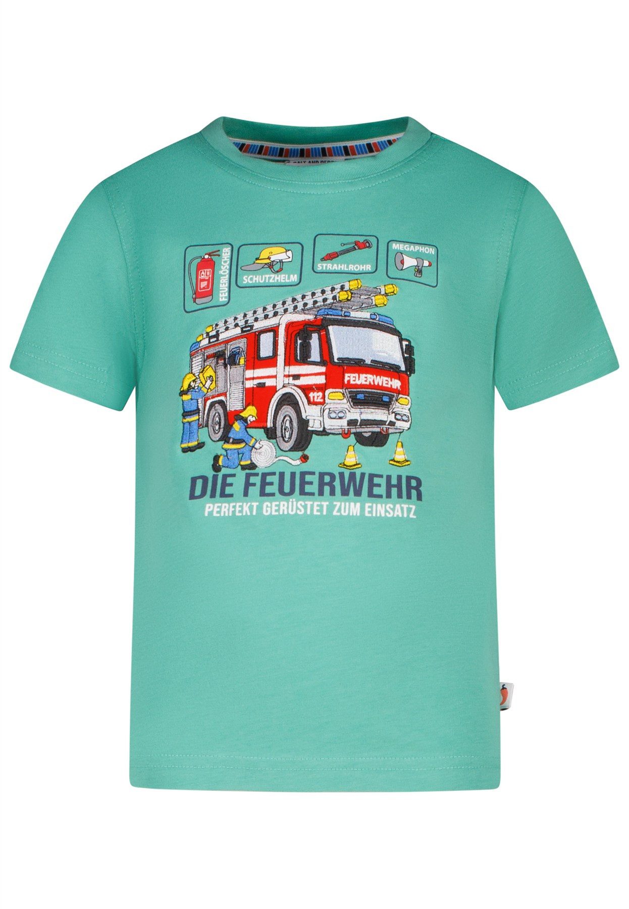 SALT AND PEPPER T-Shirt Salt & Pepper Jungen Feuerwehr T-Shirt Rückenprint jungle green (1-tlg)
