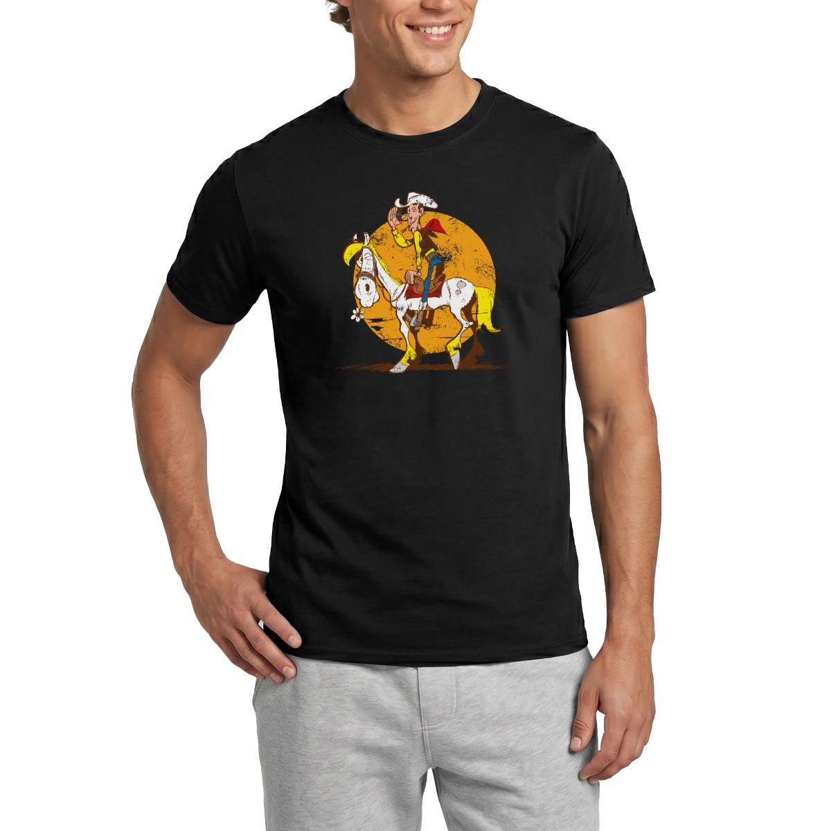 T-Shirt Lucky Luke Jolly Jumper im Sonnenuntergang Männer T-Shirt