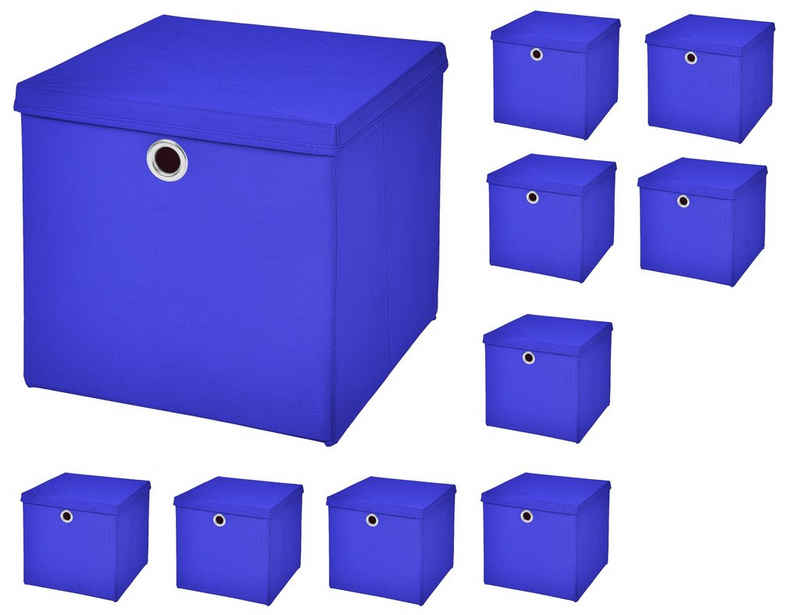StickandShine Aufbewahrungsbox 10 Stück 33 x 33 x 33 cm Faltbox mit Deckel Stoffbox Aufbewahrungsbox (10er SET 33x33x33) in verschiedenen Farben 33cm