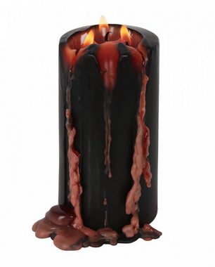 Horror-Shop Kerzenständer Große Schwarze Stumpenkerze mit Vampirblut 15cm