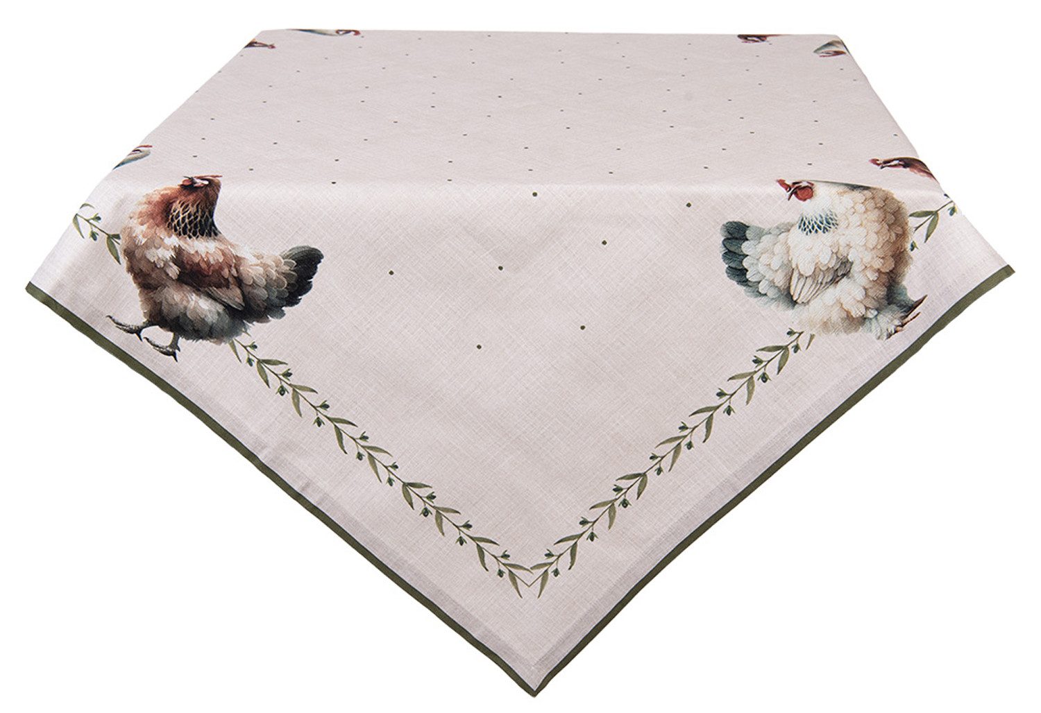 Clayre & Eef Tischdecke Barnyard Chicken (1-tlg, 1-teilig), quadratische Tischdecke Mitteldecke ca.100x100cm Baumwolle