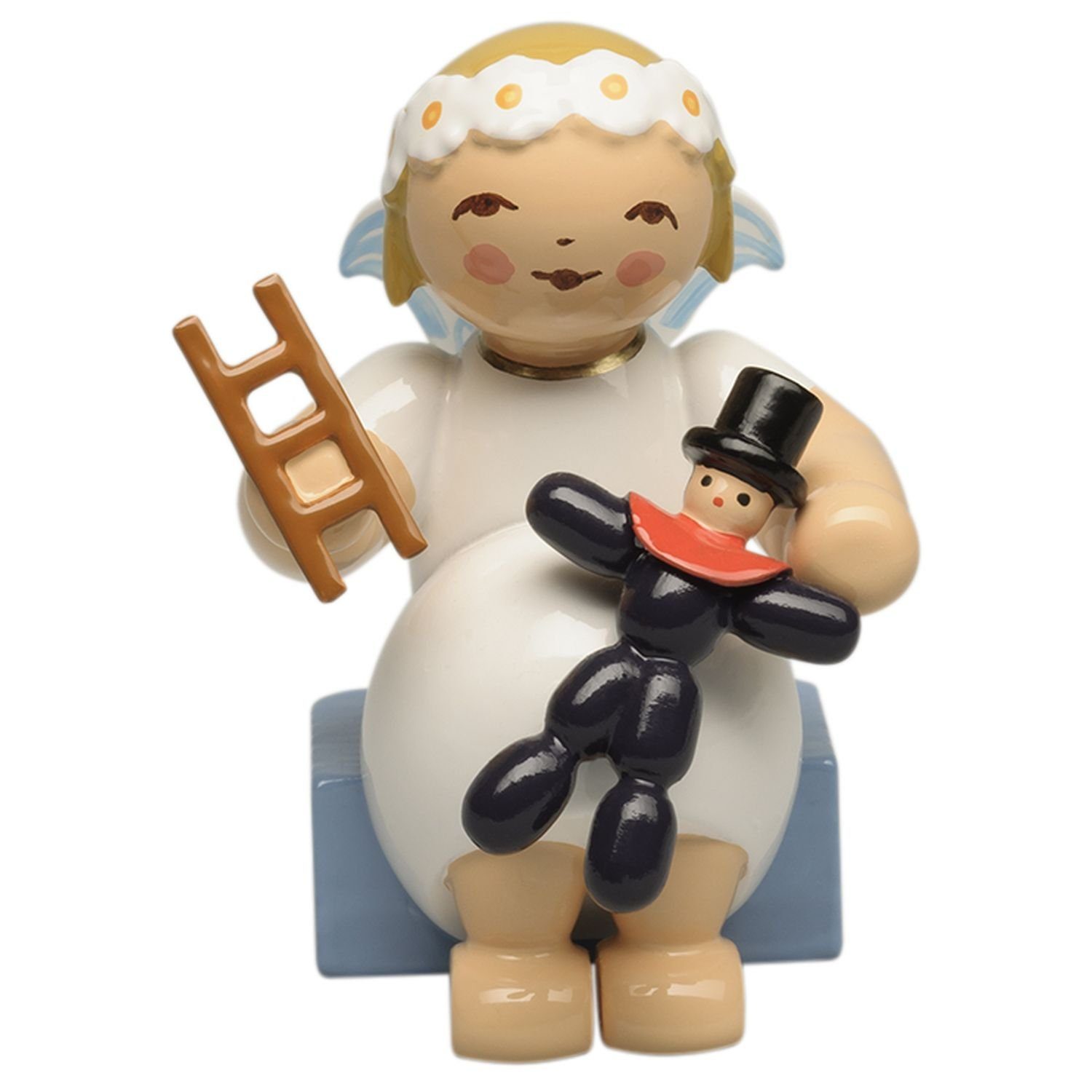 Wendt & Kühn Weihnachtsfigur Margeritenengel Sitzend mit Pflaumentoffel 634/70/41