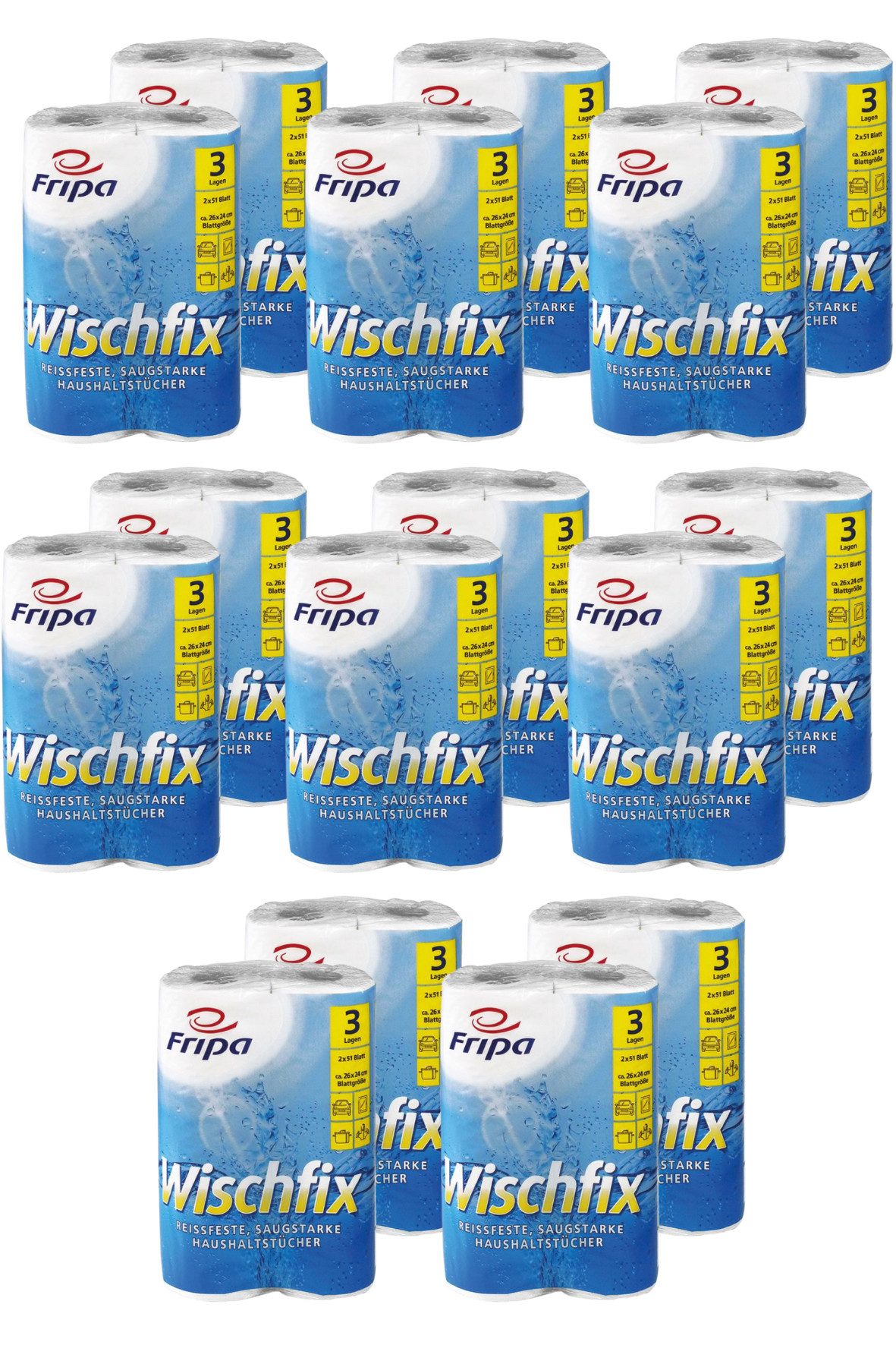 DocMed Papierküchenrolle Fripa - Wischfix Haushaltstücher 3-lagig (Einzelpack oder Großpack 1-St. Vorrats-Set), hygienisch rein, besonders weich und aus natürlichen Rohstoffen