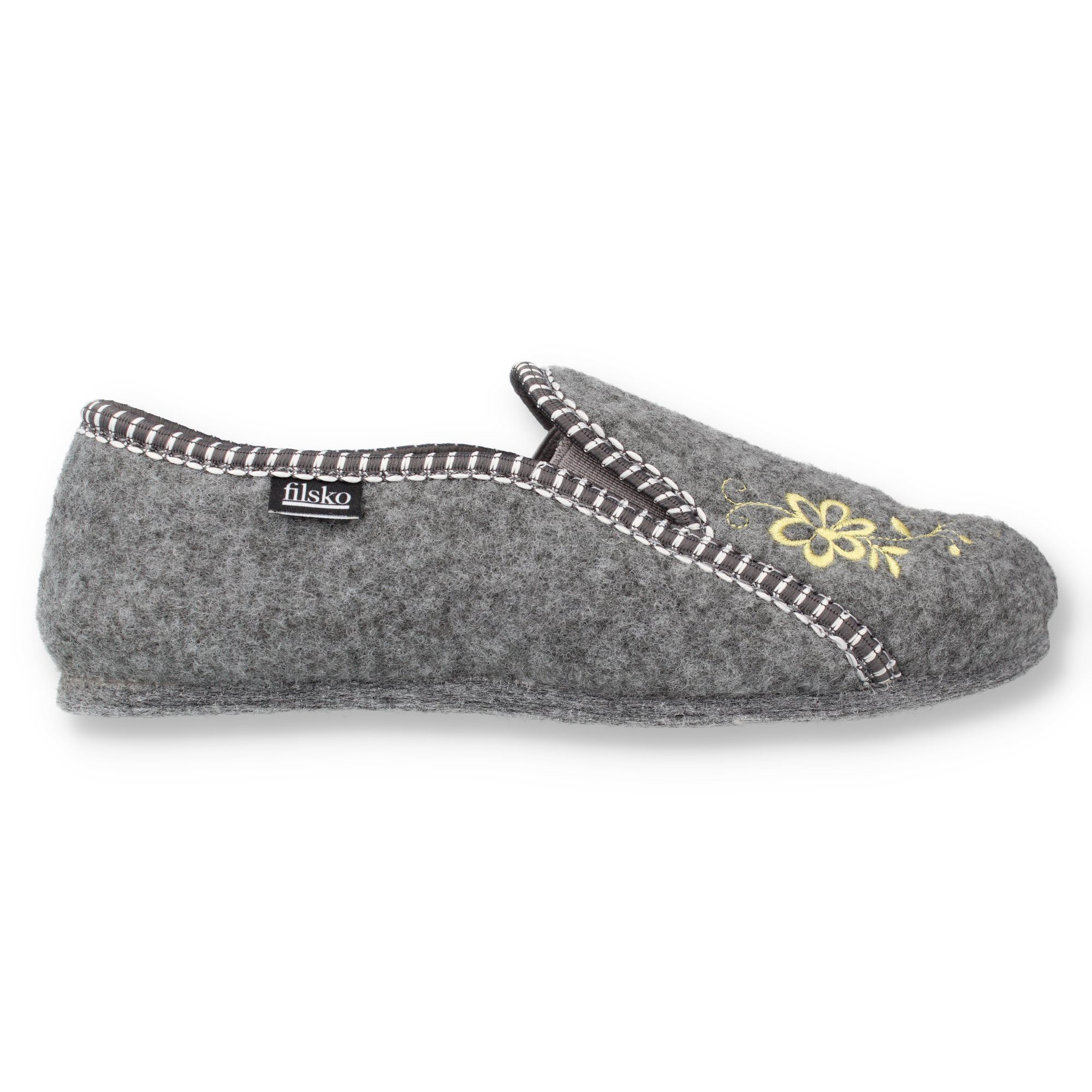 filsko Rosendaal Damen Ballerina Hausschuh mit Stickereien