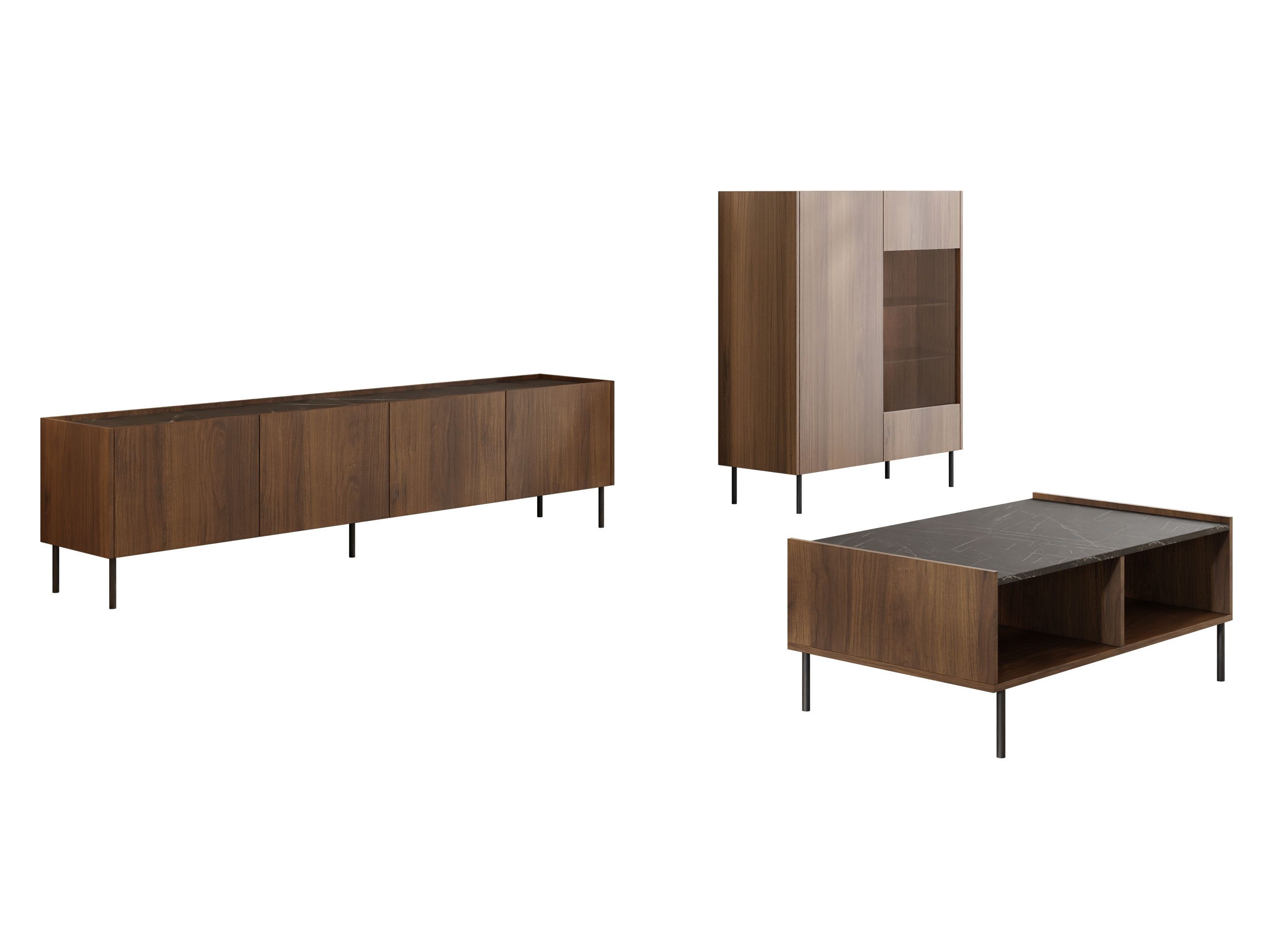 MIRJAN24 Wohnzimmer-Set Tewos II, (3er-Set, Vitrine, TV-Lowboard, Couchtisc günstig online kaufen