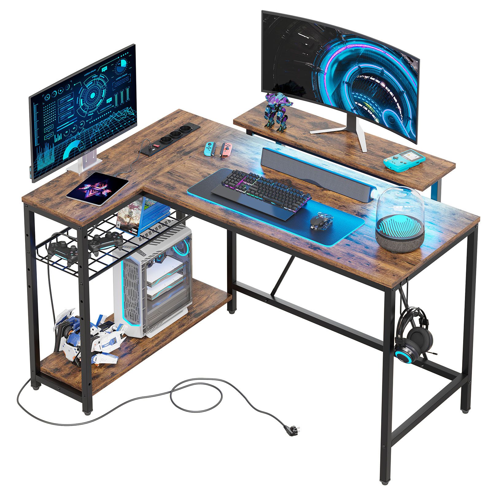 Bestier Gamingtisch L-förmiger Gaming Schreibtisch, 122x82cm Schreibtisch m günstig online kaufen