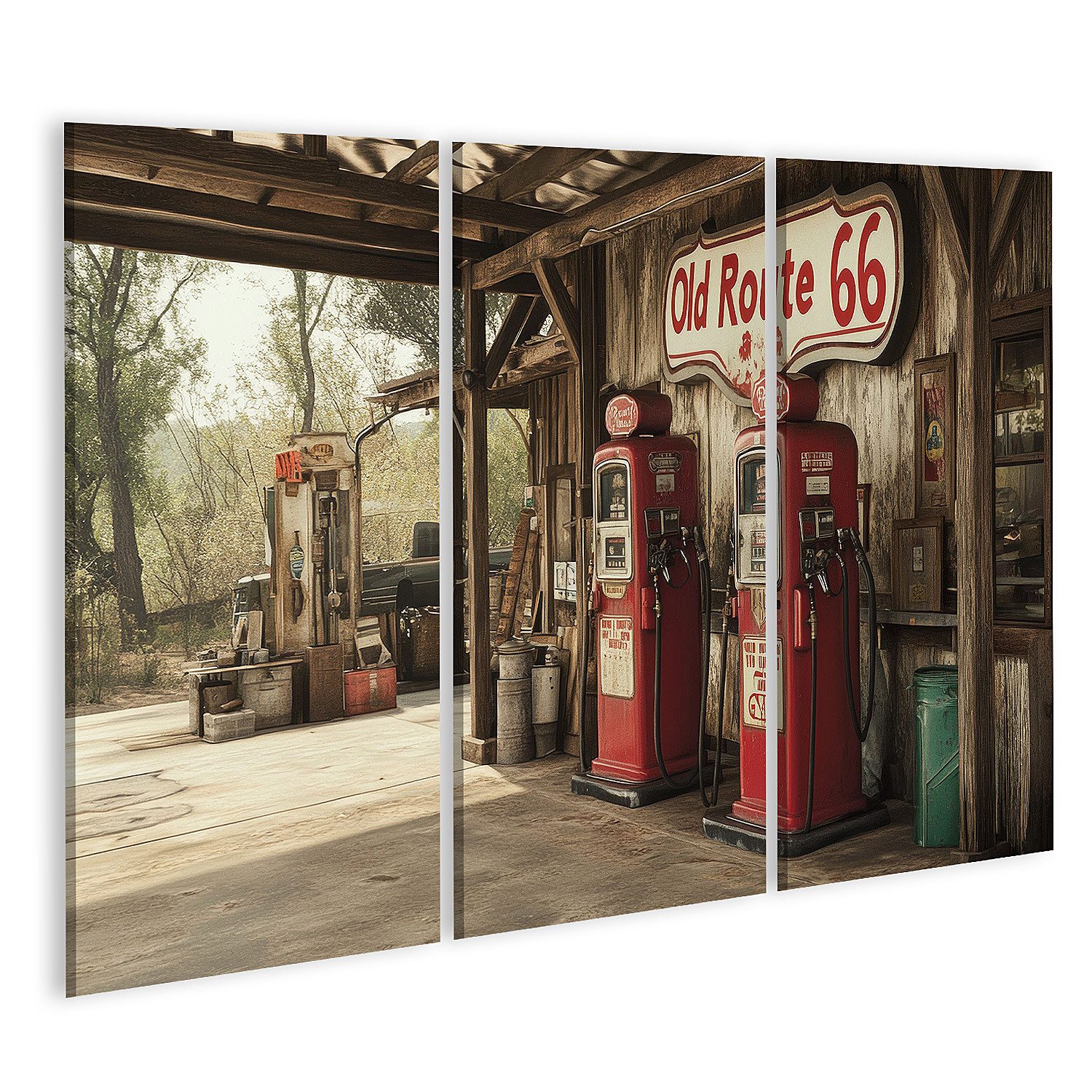 islandburner Leinwandbild Alte Tankstelle an der Route 66 Wandbild