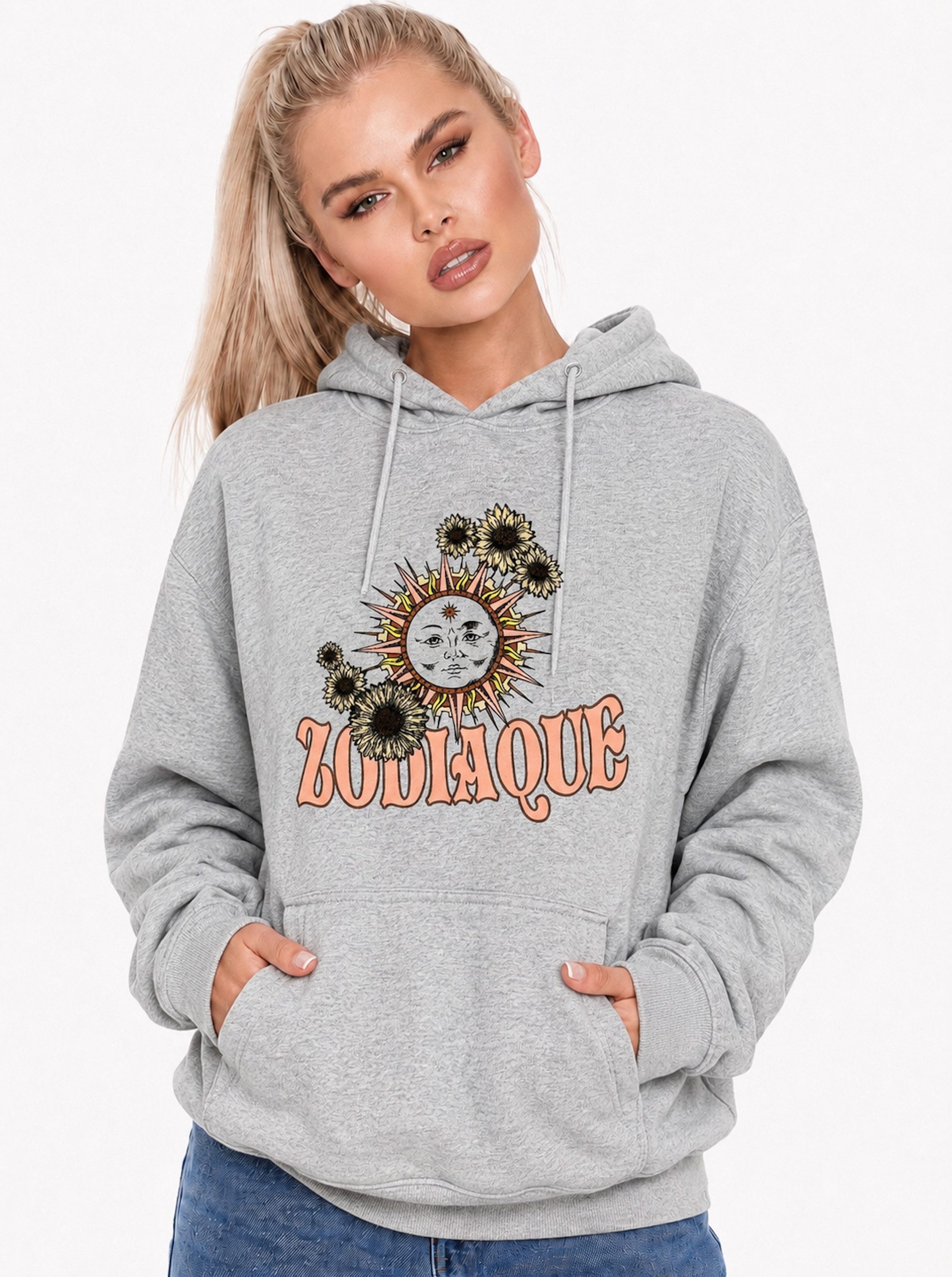 Worldclassca Hoodie Worldclassca Oversized Hoodie Print Kapuzenpullover Stone Washed Neue Kollektion - Stilvolle und gemütliche Sreetwear Mode für Damen