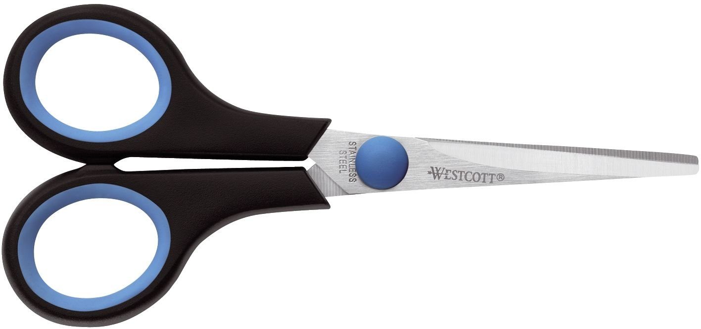 WESTCOTT Universalschere 00 Schere Easy Grip Linkshand rostfrei gerade symmetrisch blau/schwarz