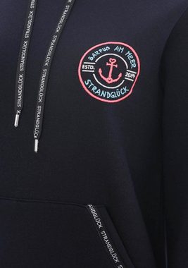 Zwillingsherz Sweatshirt Stickerei, Druck und Pailetten vorne, Strand, Meer, Küste, Anker, Herz