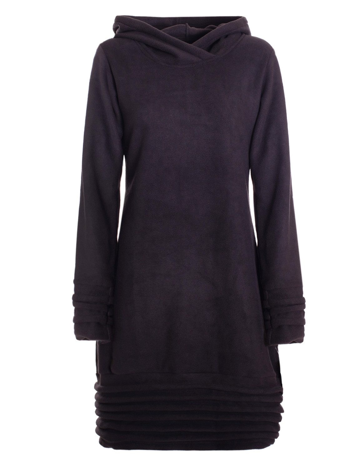 Vishes Tunikakleid Fleece Pulloverkleid mit Kapuze und Daumenloch - warm un günstig online kaufen