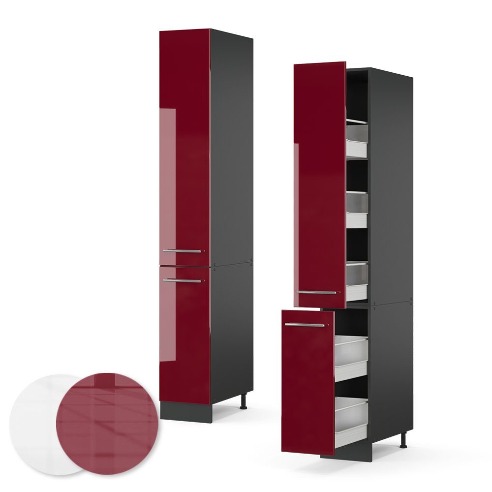 Vicco Hochschrank Fame-Line, Bordeaux Hochglanz/Anthrazit, 30 cm (1-St) – Bild 5 von 5