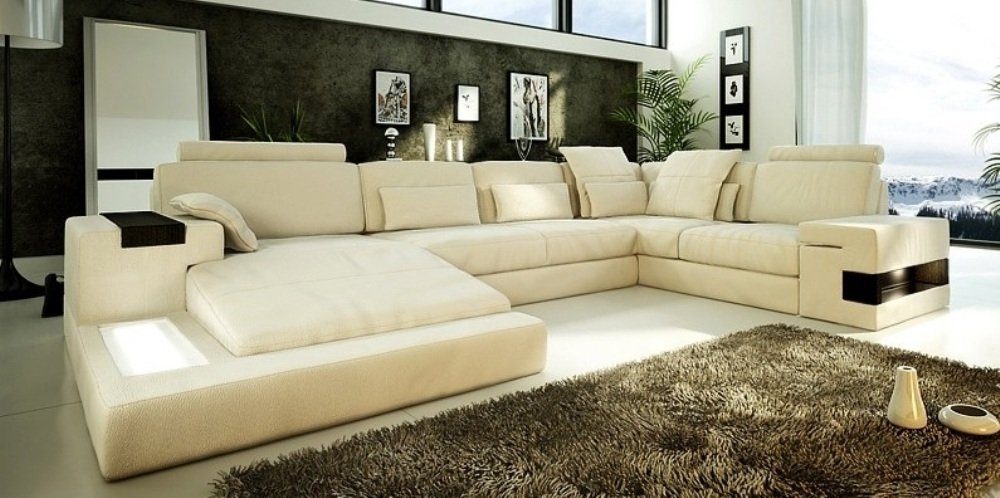 Designer Sofas Sofa Couch Europe Wohnlandschaft Polster Couchen, Made Beiges Ecksofa in JVmoebel