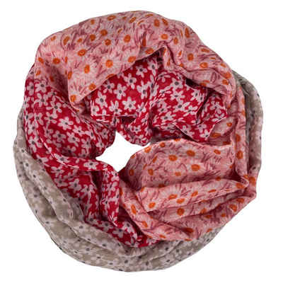 Taschen4life Loop leichter Damen Loop Schal, mit Streublümchen, vintage & modern