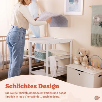 Alcube Wickelregal Wickeltisch aus massivem Kiefernholz, Maße der Wickelauflage 50x70 cm, in schlichtem Weiß, hergestellt in Deutschland