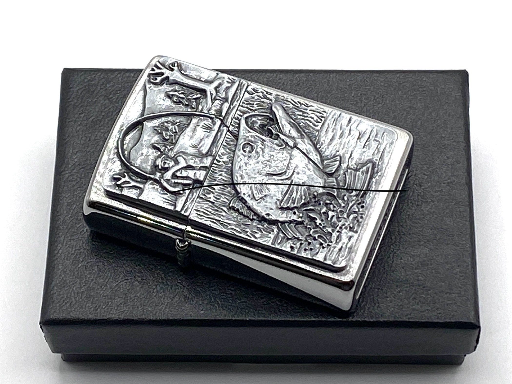 Zippo Feuerzeug Angler Fisch Angel Fan Bass Fishing Emblem Sturmfeuerzeug