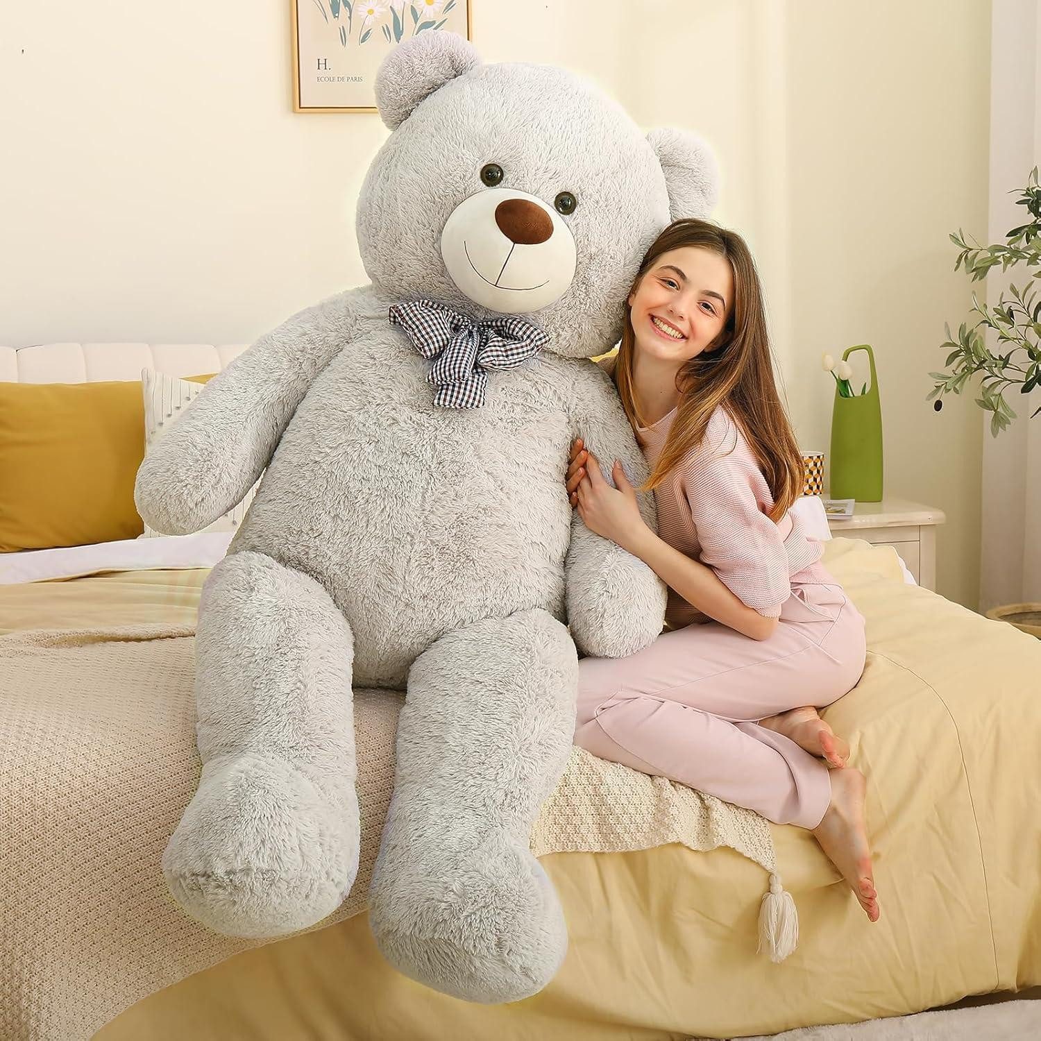 LuxusKollektion Kuscheltier Teddybär 140cm XXL Kuscheltier Valentinstag Deko Grau