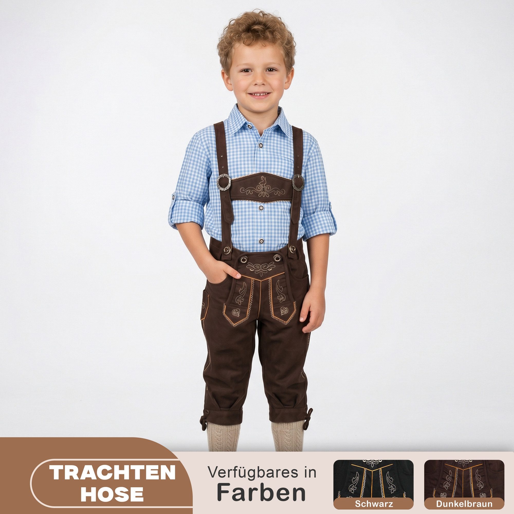 German Wear Trachtenhose GW901-Textil Kinder Trachen Jeanshose mit Hosenträgern