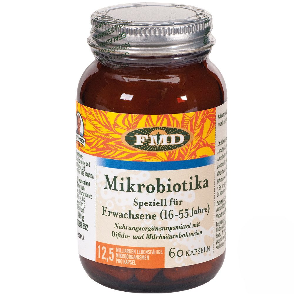 Flora Manufacturing & Distributing Ltd - Mikrobiotika für Erwachsene (16 - 55 Jahre) - für Ihr Wohlbefinden - Inhalt 60 Kapseln, 40,9 g, - mit hohem Anteil an Milchsäurebakterien