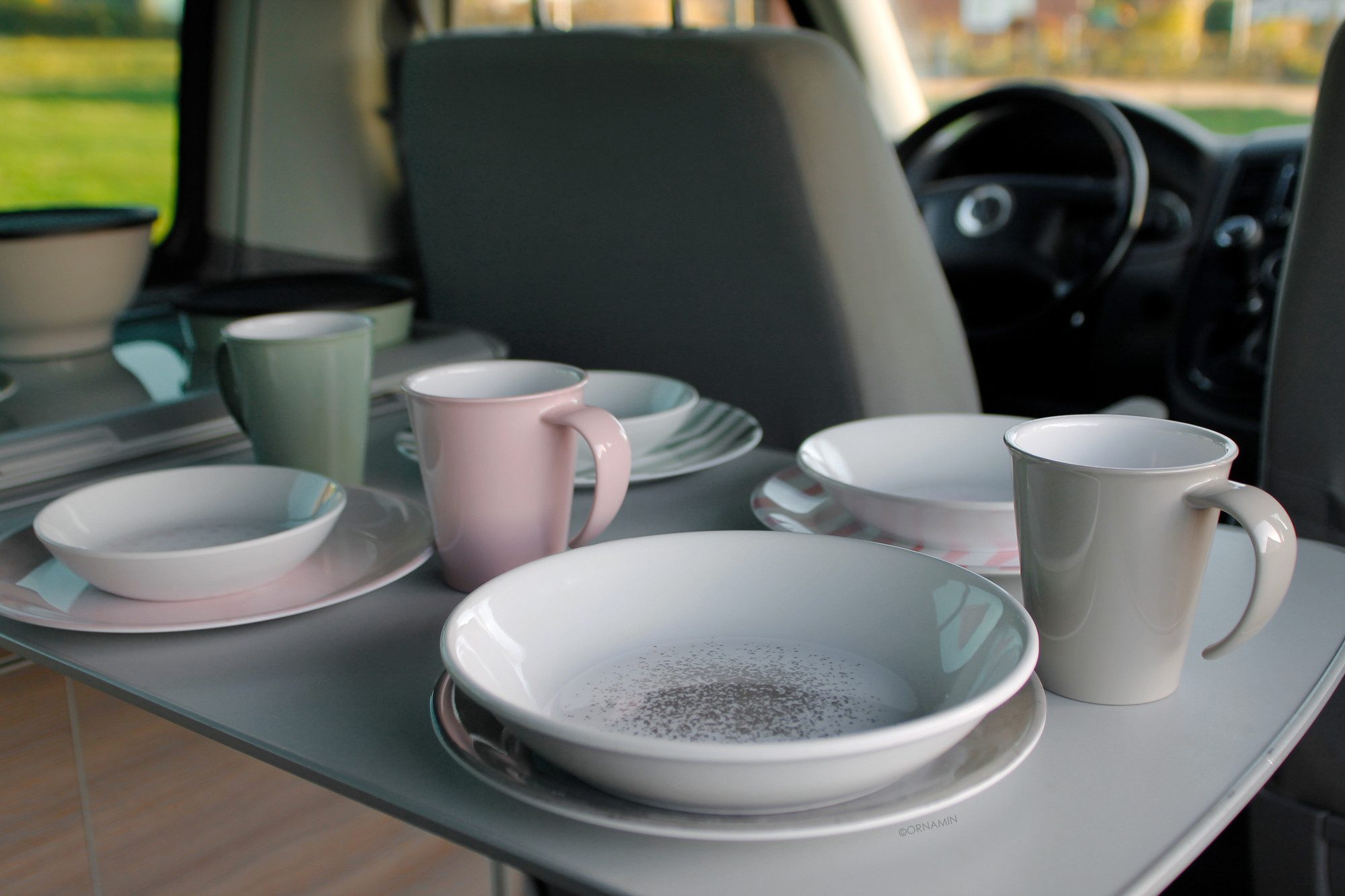 Ornamin Tasse Kaffeepott, Kaffeebecher, Campingbecher, Kaffetasse aus Kunststoff, 1-tlg., BPA-frei, bruchstabil, 100% Made in Germany