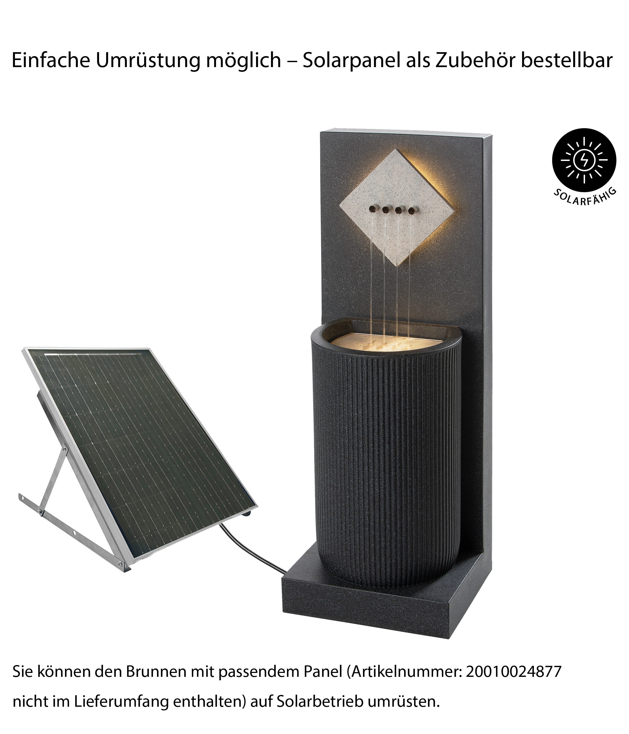 Dehner Gartenbrunnen Triton mit LED Beleuchtung, solarfähig, 96.5 x 36.5 x 33.5 cm, wetterbeständiges Polyethylen für den Außenbereich