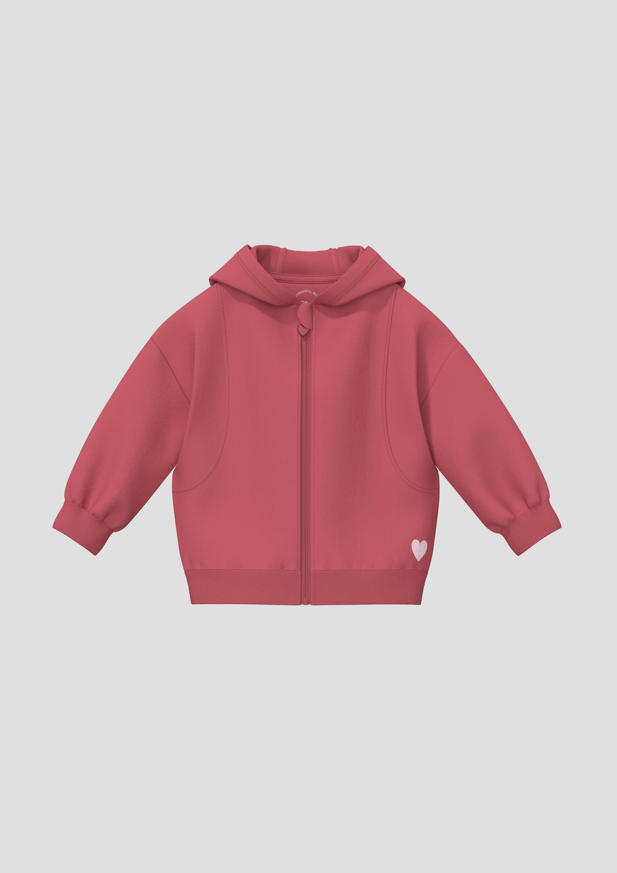 s.Oliver Sweatjacke Sweatshirt Jacke Sweatshirtjacke mit Kapuze und Stickerei