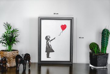 AvantgART Leinwandbild Leinwandbild, Wandbilder mit Rahmen, Wand Deko, Banksy Kunstdruck, Flower thrower