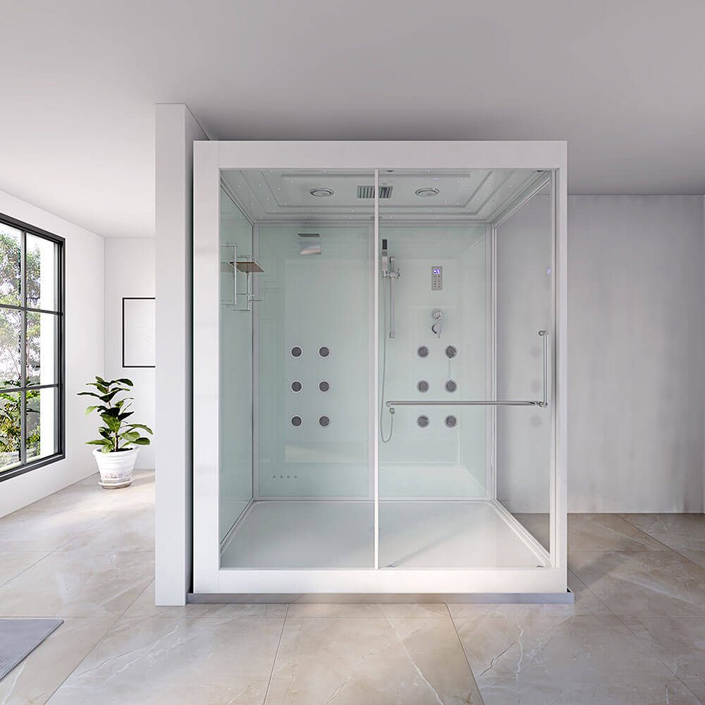 HOME DELUXE Dampfdusche Duschtempel DESIGN - XL, BxT: 180x130 cm, Sicherheitsglas (ESG), Regendusche, 12 Rückenmassagedüsen, LED-Beleuchtung, Schiebetür, Wasserfall, Dampfsauna, Komplettdusche
