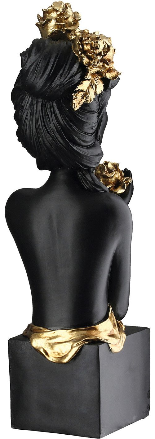 GILDE Skulptur Skulptur Frau Rosenliebe schwarz (1 St), Frauenfigur Rosenmotiv romantische Skulptur edle Dekoration – Bild 4 von 5