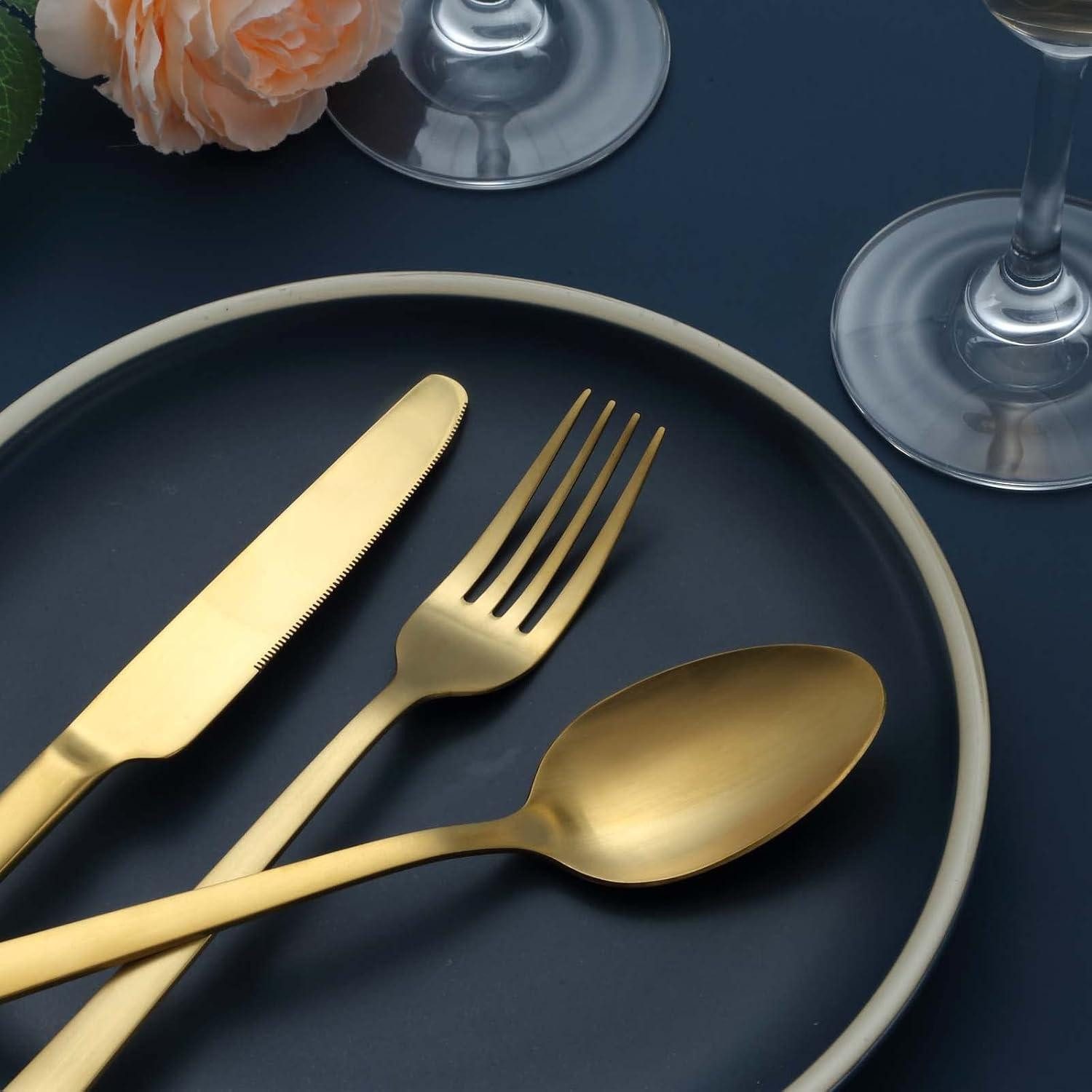 LuxusKollektion Besteck-Set Besteck Edelstahl Gold 6er Gabel Löffel 30 Teilig Gold 30 teilig – Bild 3 von 5