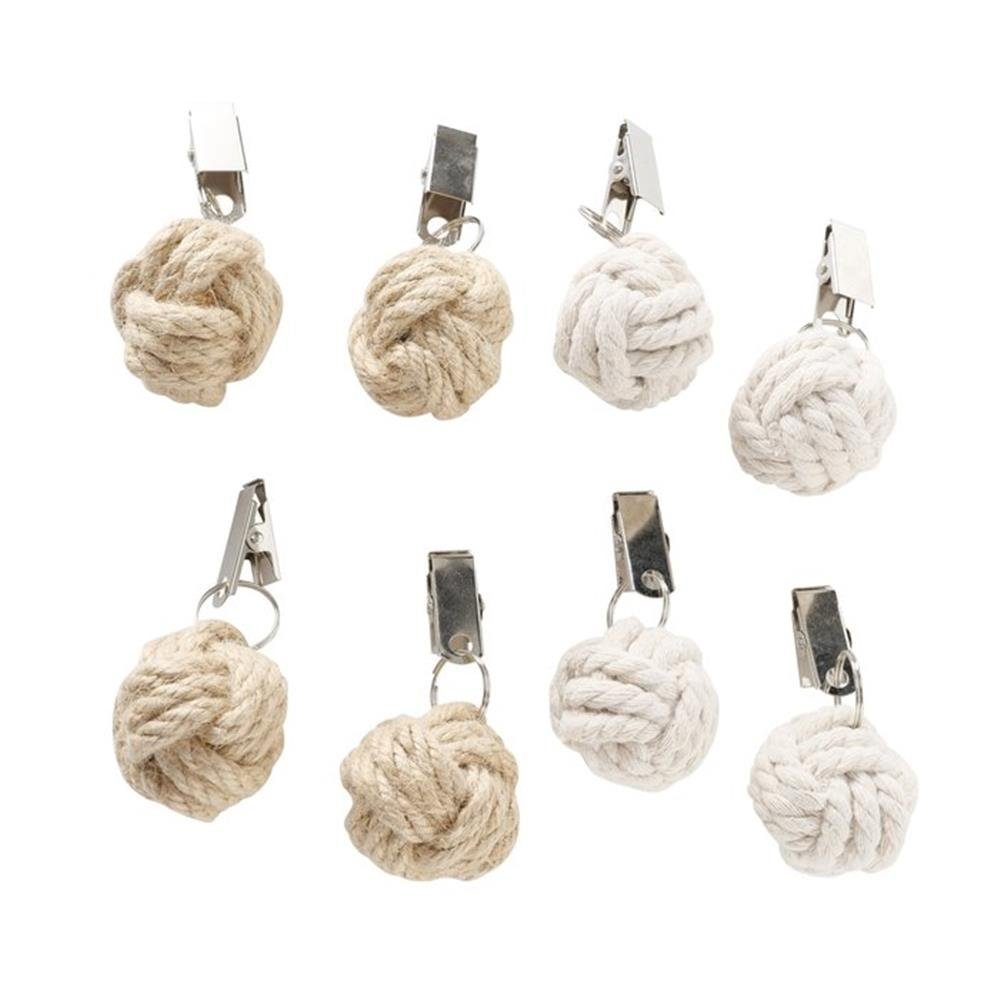 zufällige Jute, Stück Set), (4-tlg., 1 Weiß, Farbe Tischdeckenbeschwerer, BOLTZE aus Grau Zuber, / Tischtuchklammer