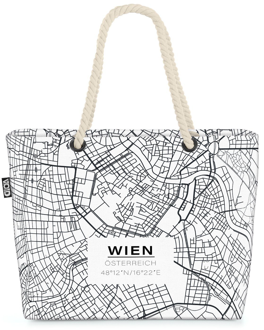 VOID Strandtasche (1-tlg), Landkarte Stadtplan Stadtkarte Wien Bag Reise Karte Österreich Beach Städtereis