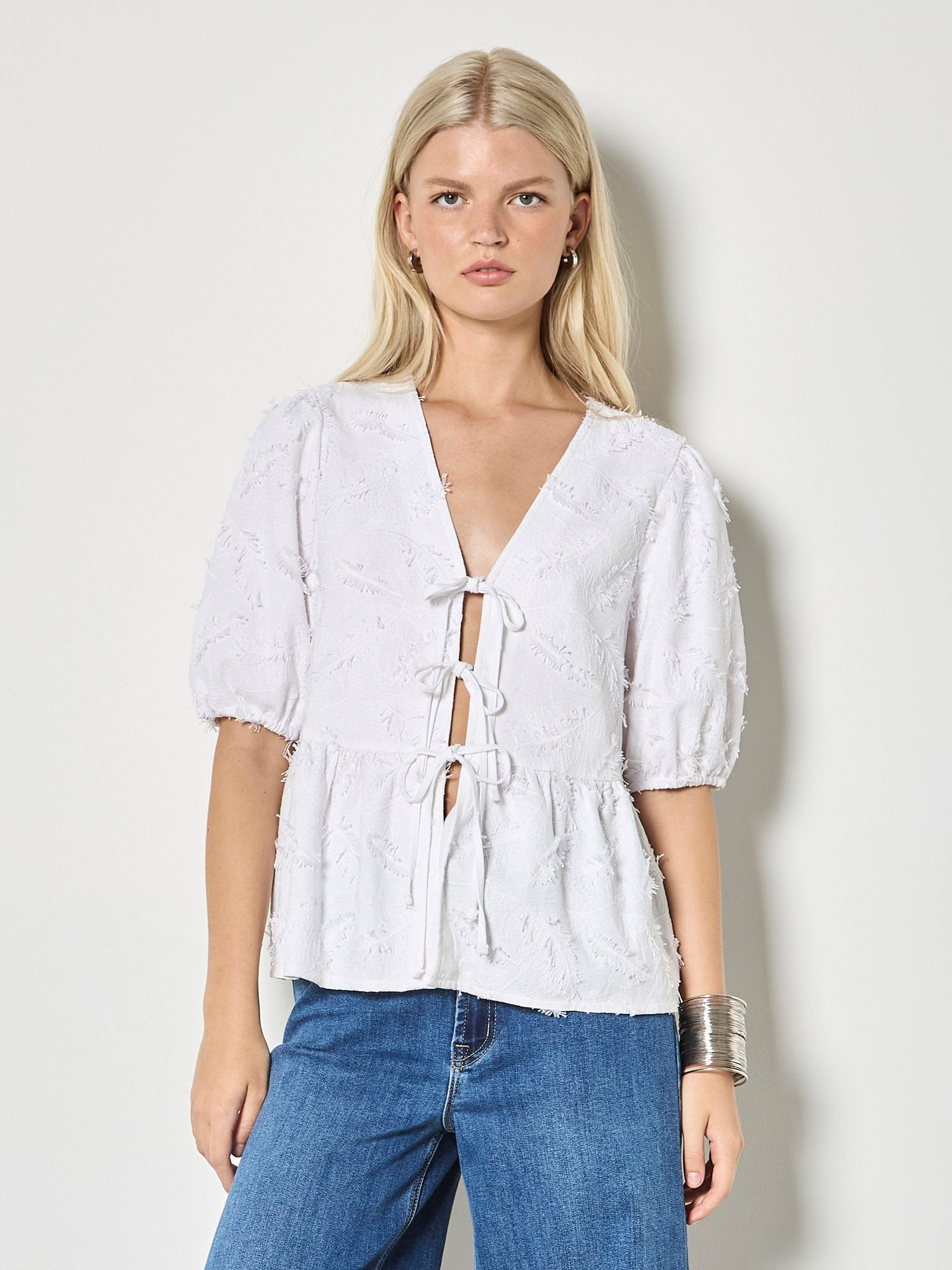 Blusentop Bluse aus Leinenmischung