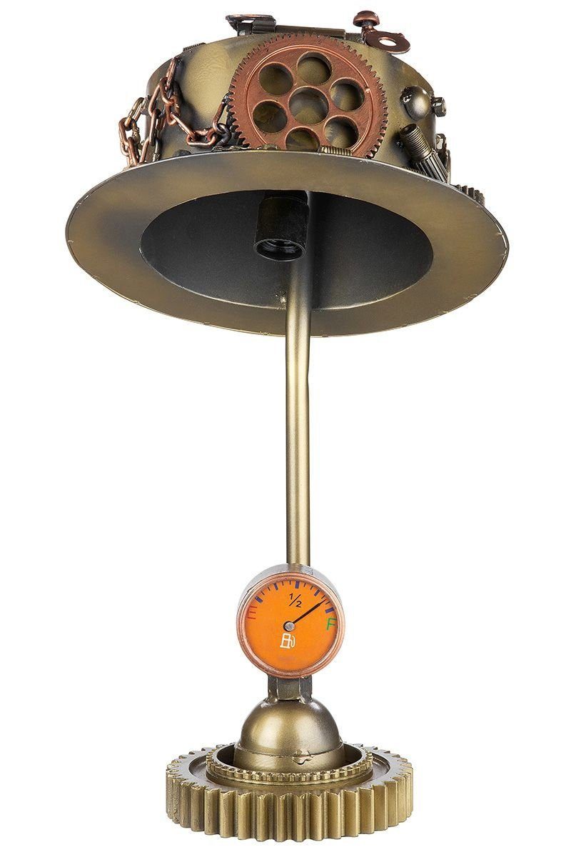 Design Tischlampe GILDE - Dekoobjekt Handgefertigte Exklusives Meta "Steampunk aus Hat"