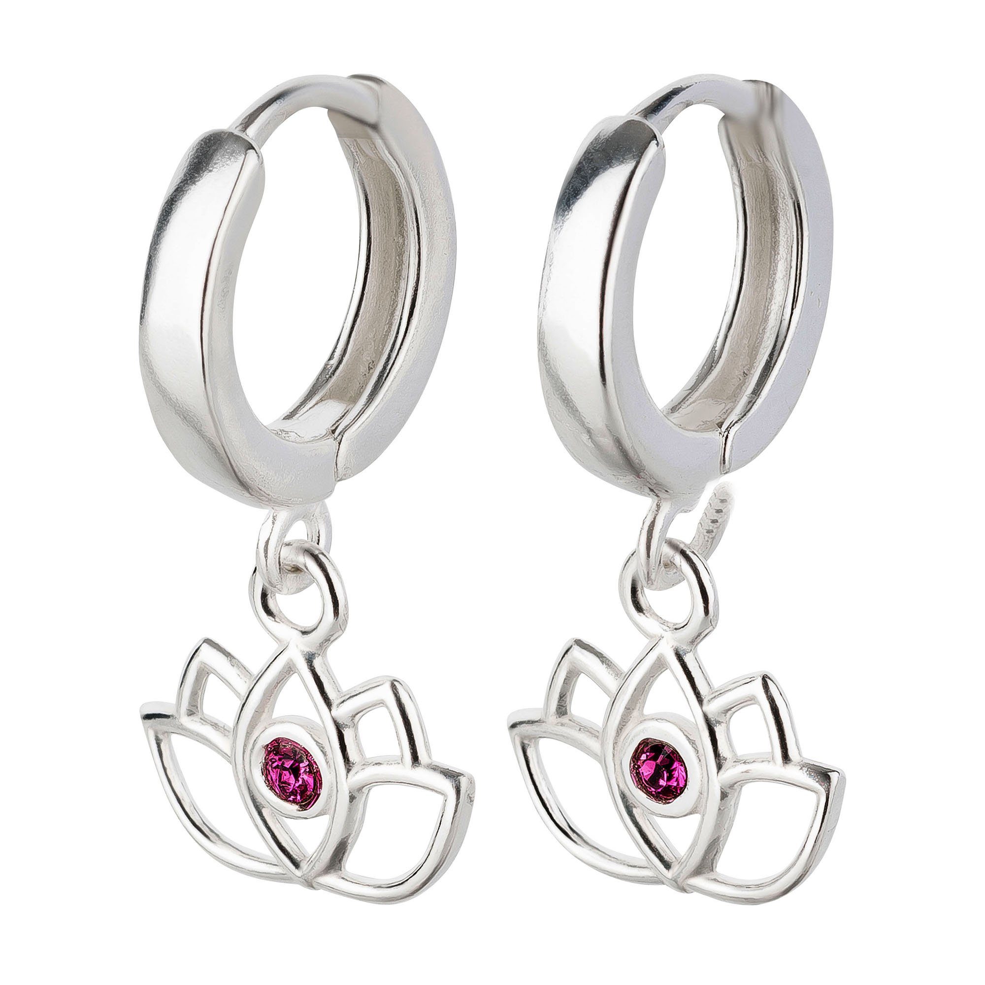 schmuck23 Klappcreolen Ohrringe Creolen Lotus Blume 925 Silber, Damen Kinder Mädchen Schmuck