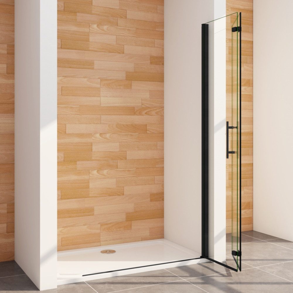 Duschparadies Dusch-Falttür 195cm Schwarz Walk in Dusche Falttür Scharniertür Duschabtrennung, 120x195 cm, Easyclean Sicherheitsglas, beidseitig montierbar – Bild 5 von 5
