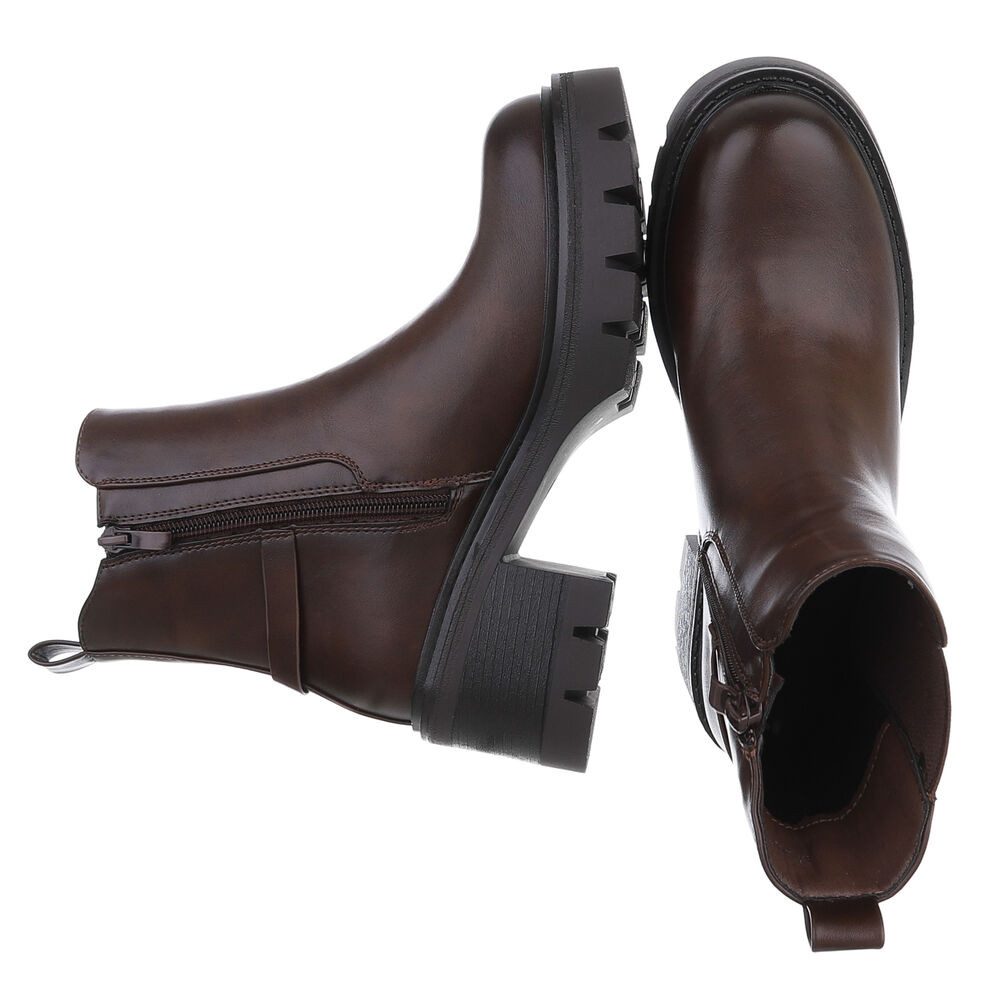 Ital-Design Eleganter Ankle Boot mit Blockabsatz für Damen Plateaustiefelet günstig online kaufen