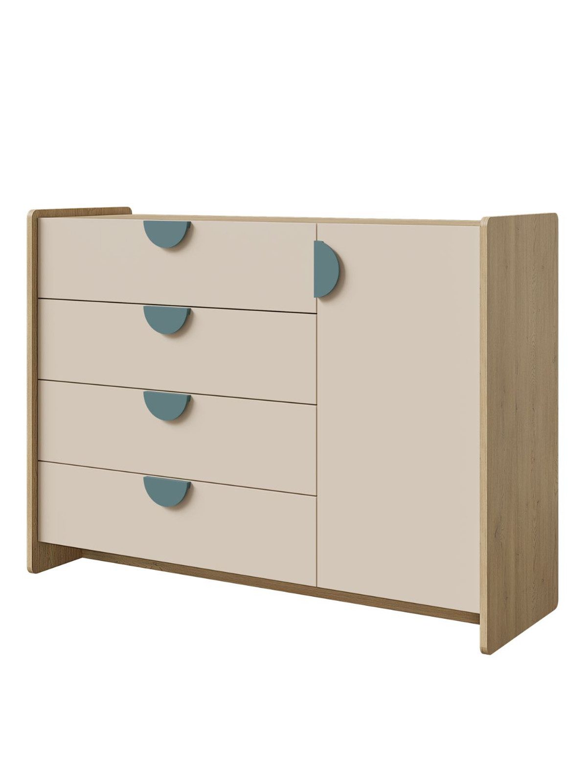 Compleo Kommode mit 4 Schubladen und 1 Tür, Elegant Kinderkommode FORMS, Designer Kinderzimmer