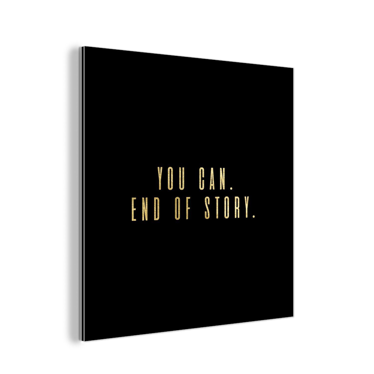 MuchoWow Metallbild Zitate Motivation Gold Schwarz, (1 St), Alu